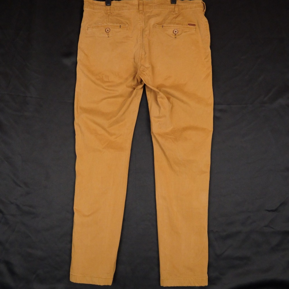 Netplay Chino Pants Mens 32 Tan Heritage Workwear Slim Tapered Cotton - Picture 6 of 12